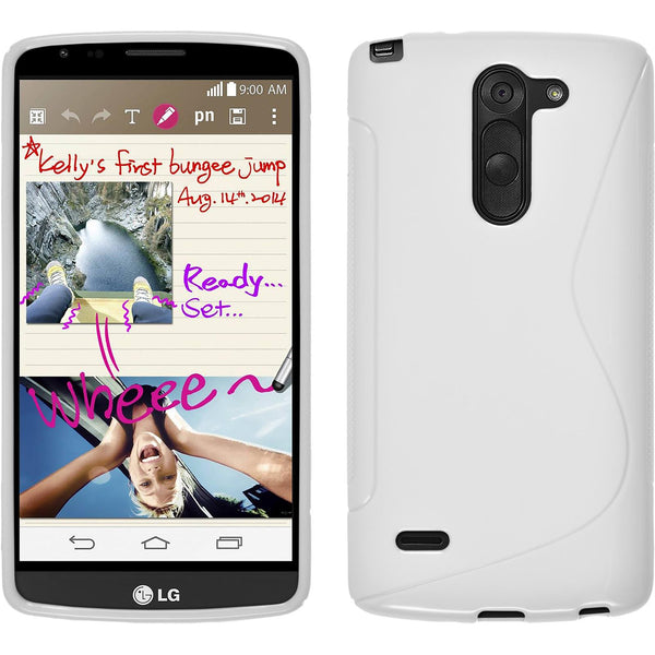 PhoneNatic Case kompatibel mit LG G3 Stylus - weiß Silikon Hülle S-Style + 2 Schutzfolien