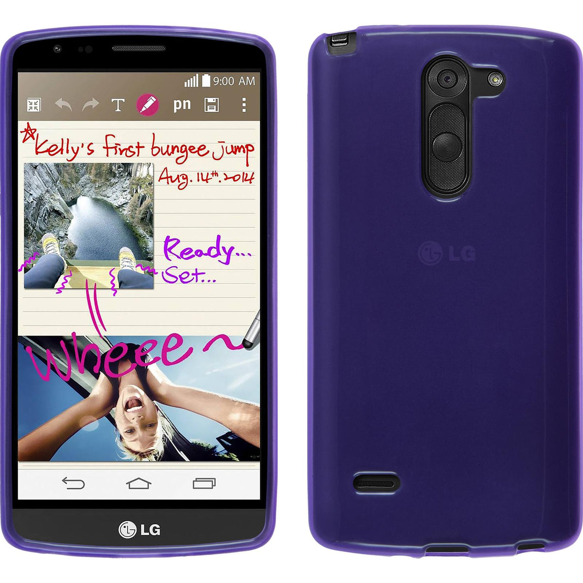 PhoneNatic Case kompatibel mit LG G3 Stylus - lila Silikon Hülle transparent + 2 Schutzfolien