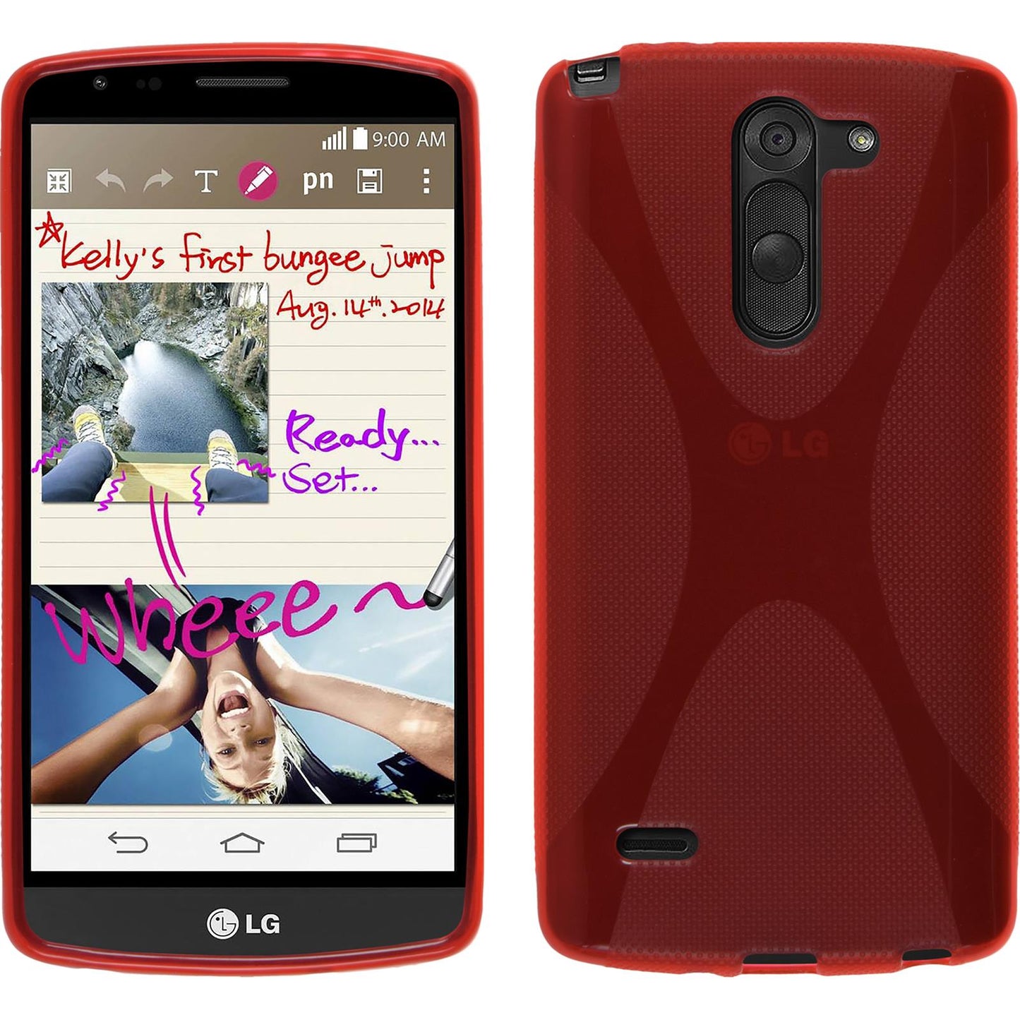 PhoneNatic Case kompatibel mit LG G3 Stylus - rot Silikon Hülle X-Style + 2 Schutzfolien