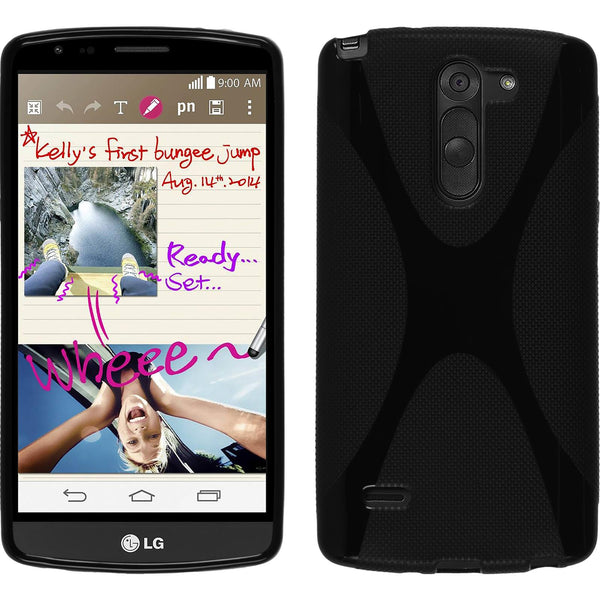 PhoneNatic Case kompatibel mit LG G3 Stylus - schwarz Silikon Hülle X-Style + 2 Schutzfolien