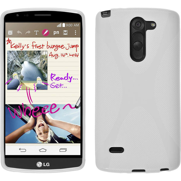PhoneNatic Case kompatibel mit LG G3 Stylus - weiß Silikon Hülle X-Style + 2 Schutzfolien