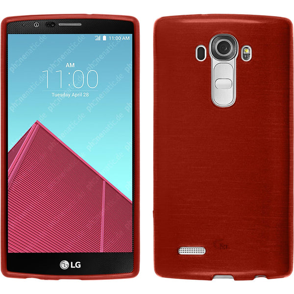 PhoneNatic Case kompatibel mit LG G4 - rot Silikon Hülle brushed + 2 Schutzfolien