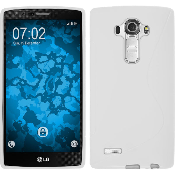 PhoneNatic Case kompatibel mit LG G4 - weiﬂ Silikon Hülle S-Style + 2 Schutzfolien