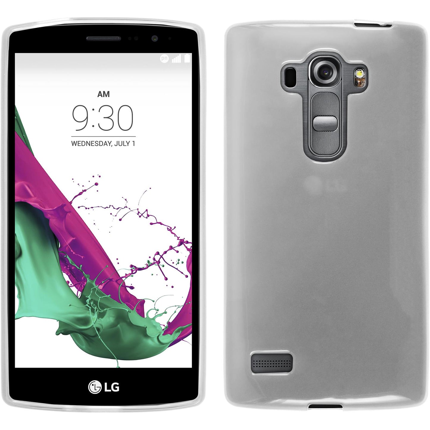 PhoneNatic Case kompatibel mit LG G4s / G4 Beat - weifl Silikon Hülle transparent + 2 Schutzfolien
