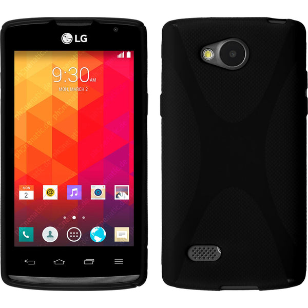 PhoneNatic Case kompatibel mit LG Joy - schwarz Silikon Hülle X-Style + 2 Schutzfolien