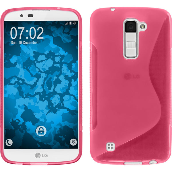 PhoneNatic Case kompatibel mit LG K10 - pink Silikon Hülle S-Style Cover