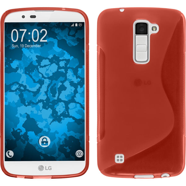 PhoneNatic Case kompatibel mit LG K10 - rot Silikon Hülle S-Style Cover