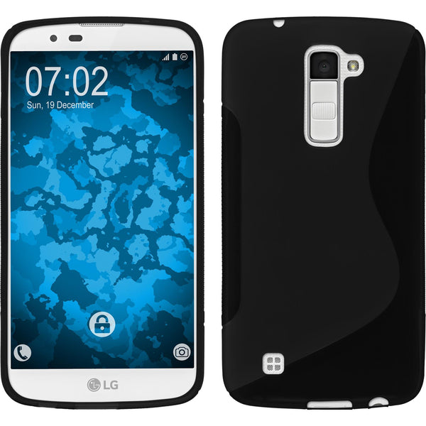 PhoneNatic Case kompatibel mit LG K10 - schwarz Silikon Hülle S-Style Cover