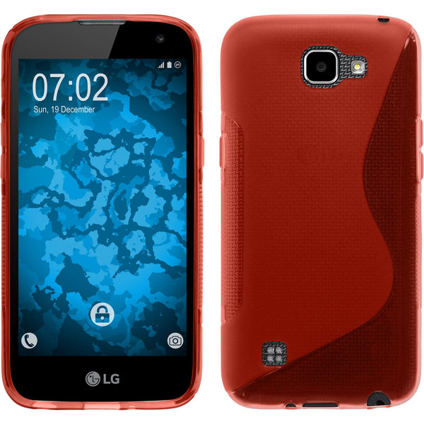 PhoneNatic Case kompatibel mit LG K4 2016 - rot Silikon Hülle S-Style + 2 Schutzfolien