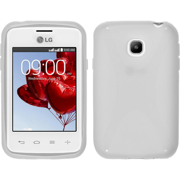 PhoneNatic Case kompatibel mit LG L20 - weiß Silikon Hülle X-Style + 2 Schutzfolien