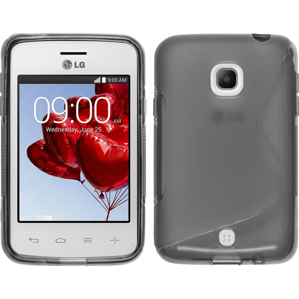 PhoneNatic Case kompatibel mit LG L30 - grau Silikon Hülle S-Style + 2 Schutzfolien