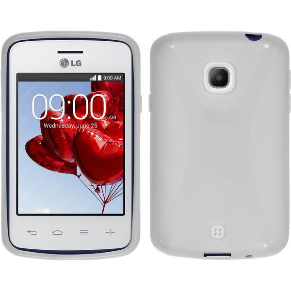 PhoneNatic Case kompatibel mit LG L30 - weiß Silikon Hülle X-Style + 2 Schutzfolien