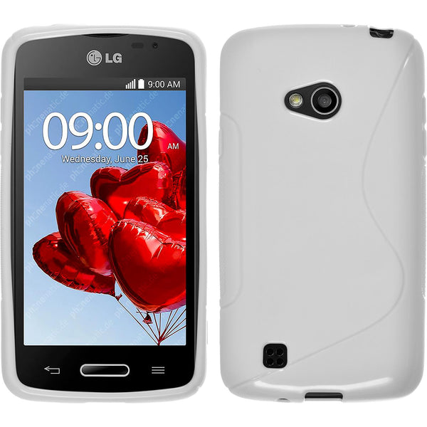 PhoneNatic Case kompatibel mit LG L50 - weiß Silikon Hülle S-Style + 2 Schutzfolien