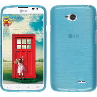 PhoneNatic Case kompatibel mit LG L70 Dual - blau Silikon Hülle brushed + 2 Schutzfolien