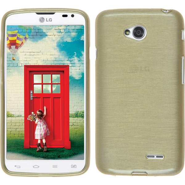 PhoneNatic Case kompatibel mit LG L70 Dual - gold Silikon Hülle brushed + 2 Schutzfolien