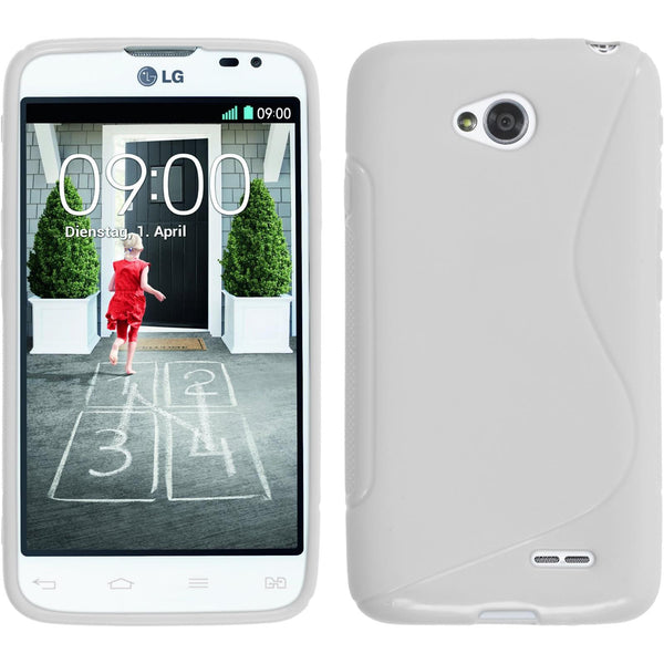 PhoneNatic Case kompatibel mit LG L70 Dual - weiﬂ Silikon Hülle S-Style + 2 Schutzfolien
