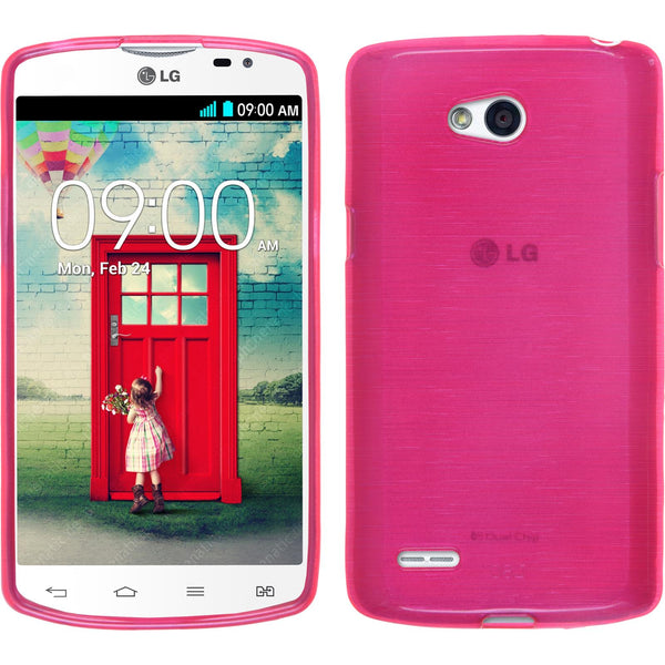 PhoneNatic Case kompatibel mit LG L80 Dual - pink Silikon Hülle brushed + 2 Schutzfolien
