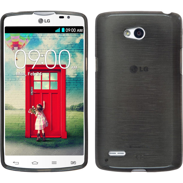 PhoneNatic Case kompatibel mit LG L80 Dual - silber Silikon Hülle brushed + 2 Schutzfolien