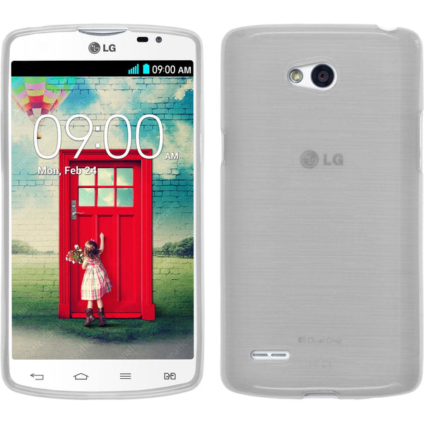PhoneNatic Case kompatibel mit LG L80 Dual - weiß Silikon Hülle brushed + 2 Schutzfolien