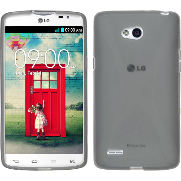 PhoneNatic Case kompatibel mit LG L80 Dual - grau Silikon Hülle X-Style + 2 Schutzfolien