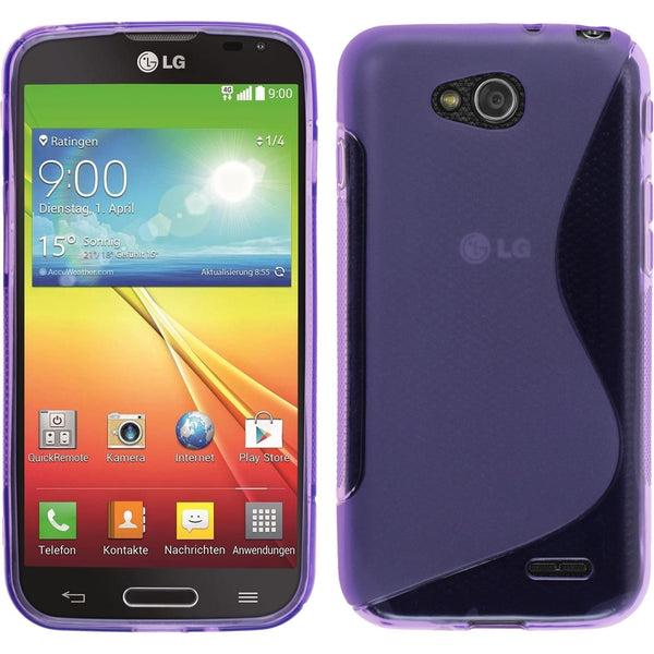 PhoneNatic Case kompatibel mit LG L90 - lila Silikon Hülle S-Style + 2 Schutzfolien