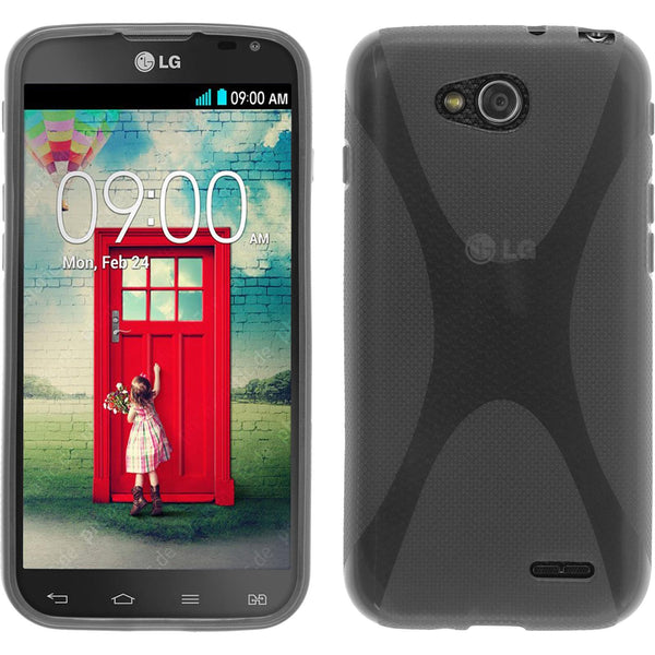 PhoneNatic Case kompatibel mit LG L90 Dual - grau Silikon Hülle X-Style Cover