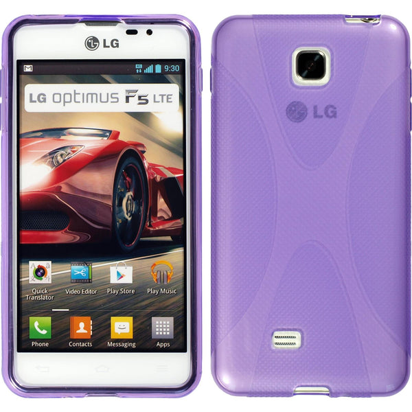PhoneNatic Case kompatibel mit LG Optimus F5 - lila Silikon Hülle X-Style + 2 Schutzfolien