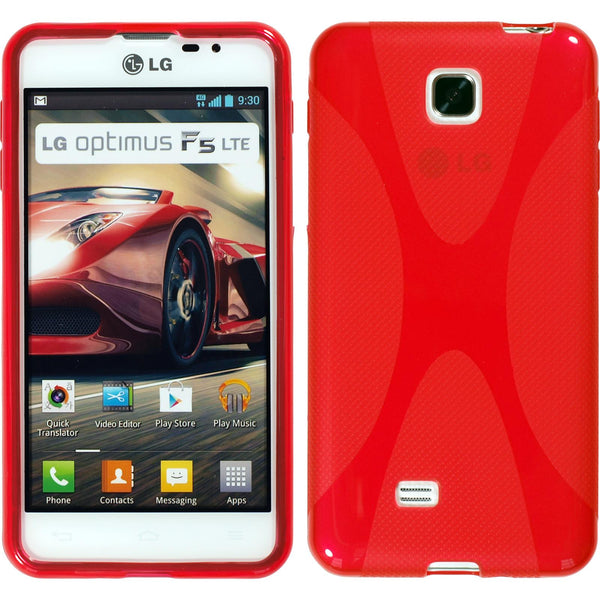 PhoneNatic Case kompatibel mit LG Optimus F5 - rot Silikon Hülle X-Style + 2 Schutzfolien