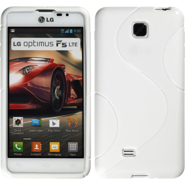 PhoneNatic Case kompatibel mit LG Optimus F5 - weiß Silikon Hülle S-Style + 2 Schutzfolien