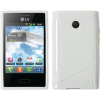 PhoneNatic Case kompatibel mit LG Optimus L3 - weiß Silikon Hülle S-Style + 2 Schutzfolien