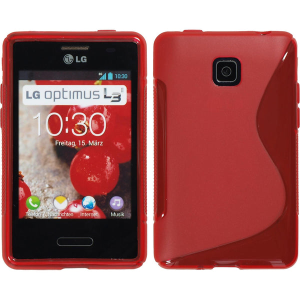 PhoneNatic Case kompatibel mit LG Optimus L3 II - rot Silikon Hülle S-Style + 2 Schutzfolien