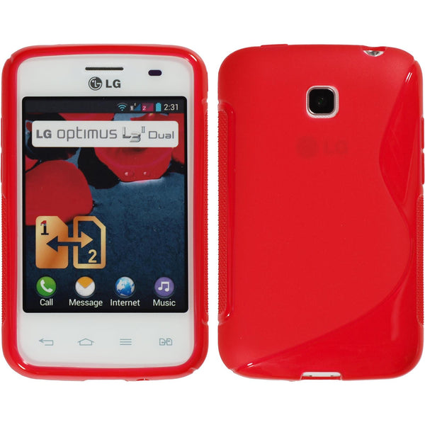 PhoneNatic Case kompatibel mit LG Optimus L3 II Dual - rot Silikon Hülle S-Style + 2 Schutzfolien