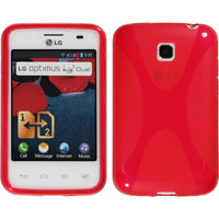 PhoneNatic Case kompatibel mit LG Optimus L3 II Dual - rot Silikon Hülle X-Style + 2 Schutzfolien