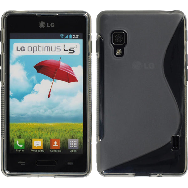 PhoneNatic Case kompatibel mit LG Optimus L5 II - grau Silikon Hülle S-Style Cover