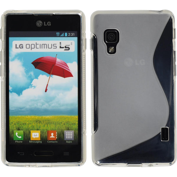 PhoneNatic Case kompatibel mit LG Optimus L5 II - clear Silikon Hülle S-Style Cover