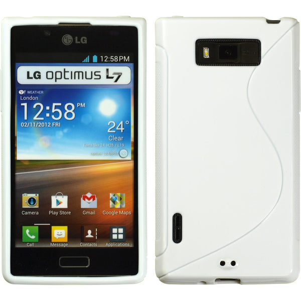 PhoneNatic Case kompatibel mit LG Optimus L7 - weiß Silikon Hülle S-Style + 2 Schutzfolien