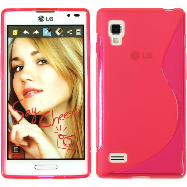 PhoneNatic Case kompatibel mit LG Optimus L9 - pink Silikon Hülle S-Style + 2 Schutzfolien