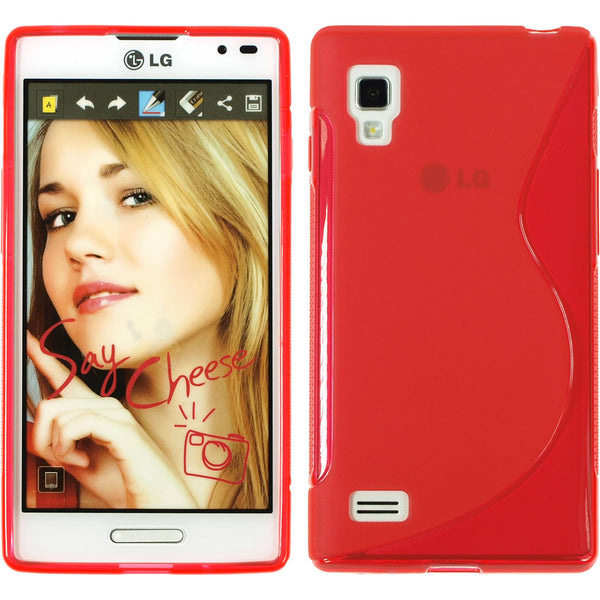 PhoneNatic Case kompatibel mit LG Optimus L9 - rot Silikon Hülle S-Style + 2 Schutzfolien