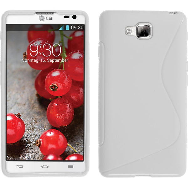 PhoneNatic Case kompatibel mit LG Optimus L9 II - weiﬂ Silikon Hülle S-Style + 2 Schutzfolien
