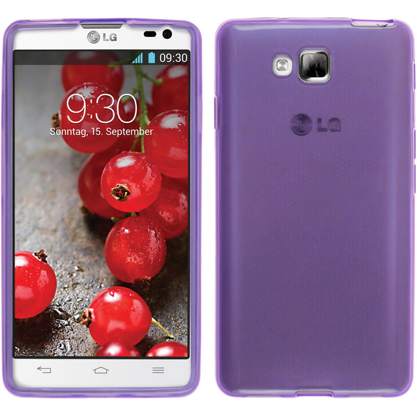 PhoneNatic Case kompatibel mit LG Optimus L9 II - lila Silikon Hülle transparent + 2 Schutzfolien