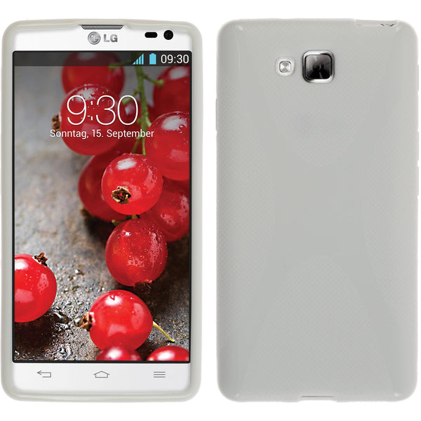 PhoneNatic Case kompatibel mit LG Optimus L9 II - weiß Silikon Hülle X-Style + 2 Schutzfolien