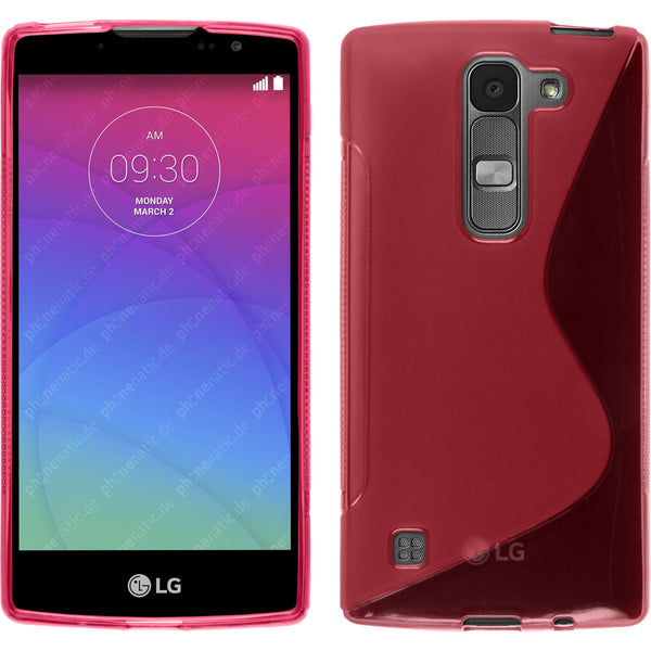 PhoneNatic Case kompatibel mit LG Spirit - pink Silikon Hülle S-Style + 2 Schutzfolien