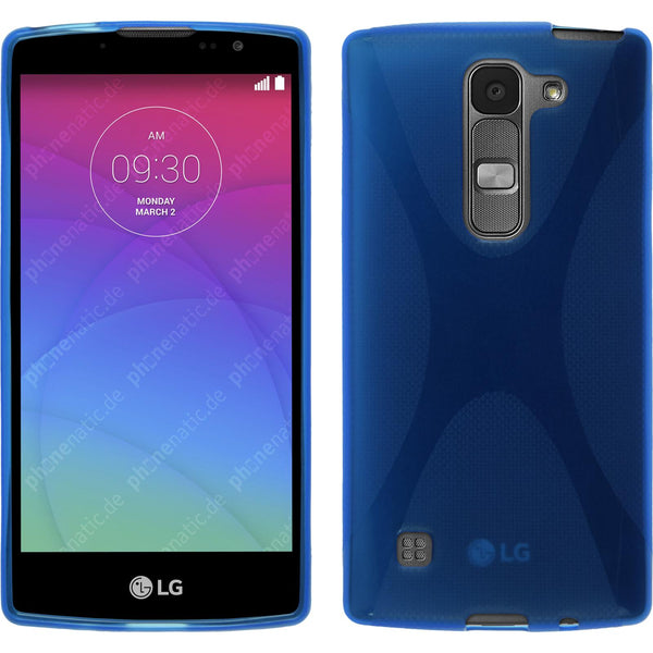 PhoneNatic Case kompatibel mit LG Spirit - blau Silikon Hülle X-Style + 2 Schutzfolien
