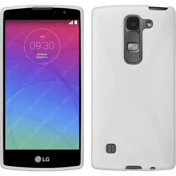 PhoneNatic Case kompatibel mit LG Spirit - weiﬂ Silikon Hülle X-Style + 2 Schutzfolien