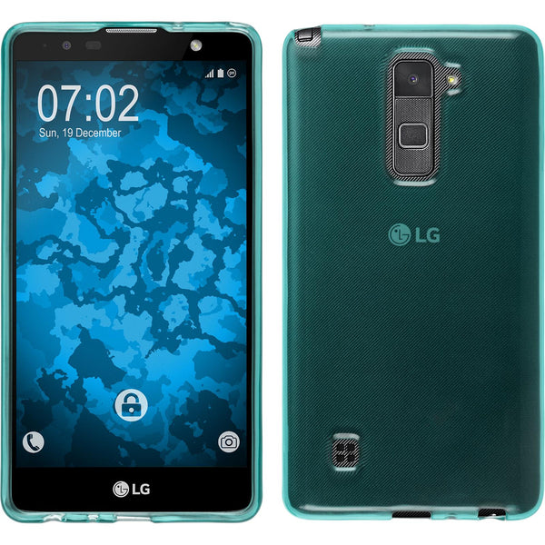 PhoneNatic Case kompatibel mit LG Stylus 2 Plus - türkis Silikon Hülle transparent + 2 Schutzfolien
