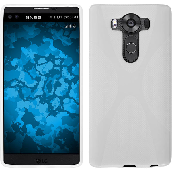 PhoneNatic Case kompatibel mit LG V10 - weiﬂ Silikon Hülle X-Style Cover
