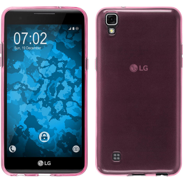 PhoneNatic Case kompatibel mit LG X Power - pink Silikon Hülle transparent Cover