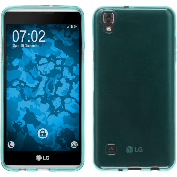 PhoneNatic Case kompatibel mit LG X Skin - türkis Silikon Hülle crystal-case + 2 Schutzfolien