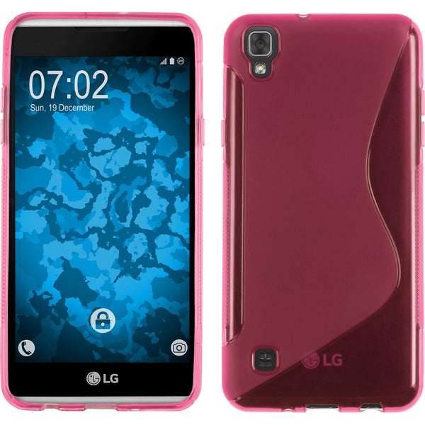 PhoneNatic Case kompatibel mit LG X Skin - pink Silikon Hülle S-Style + 2 Schutzfolien