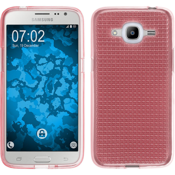 PhoneNatic Case kompatibel mit Samsung Galaxy J2 (2016) (J210) - rosa Silikon Hülle Iced Cover